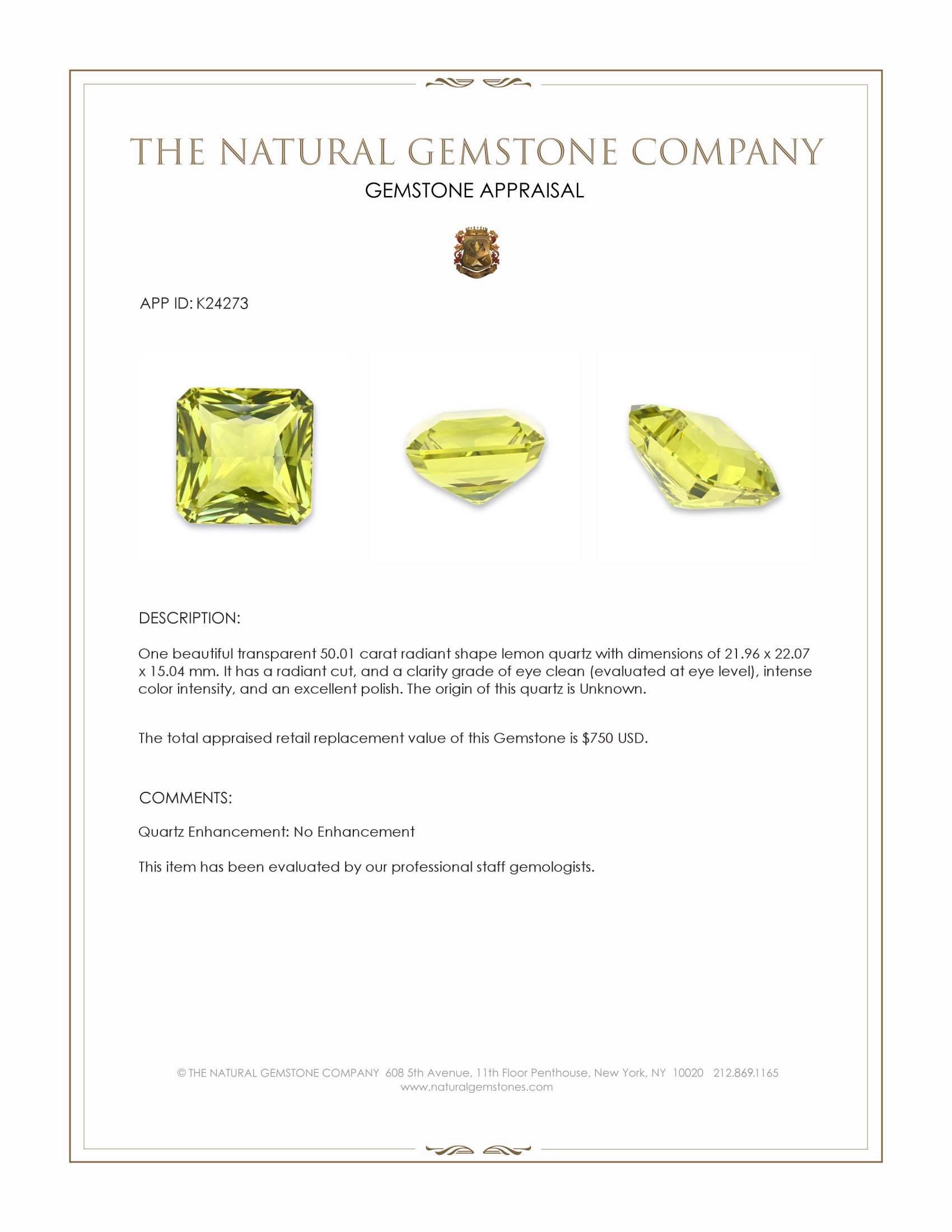 50.01 Ct. Lemon Quartz