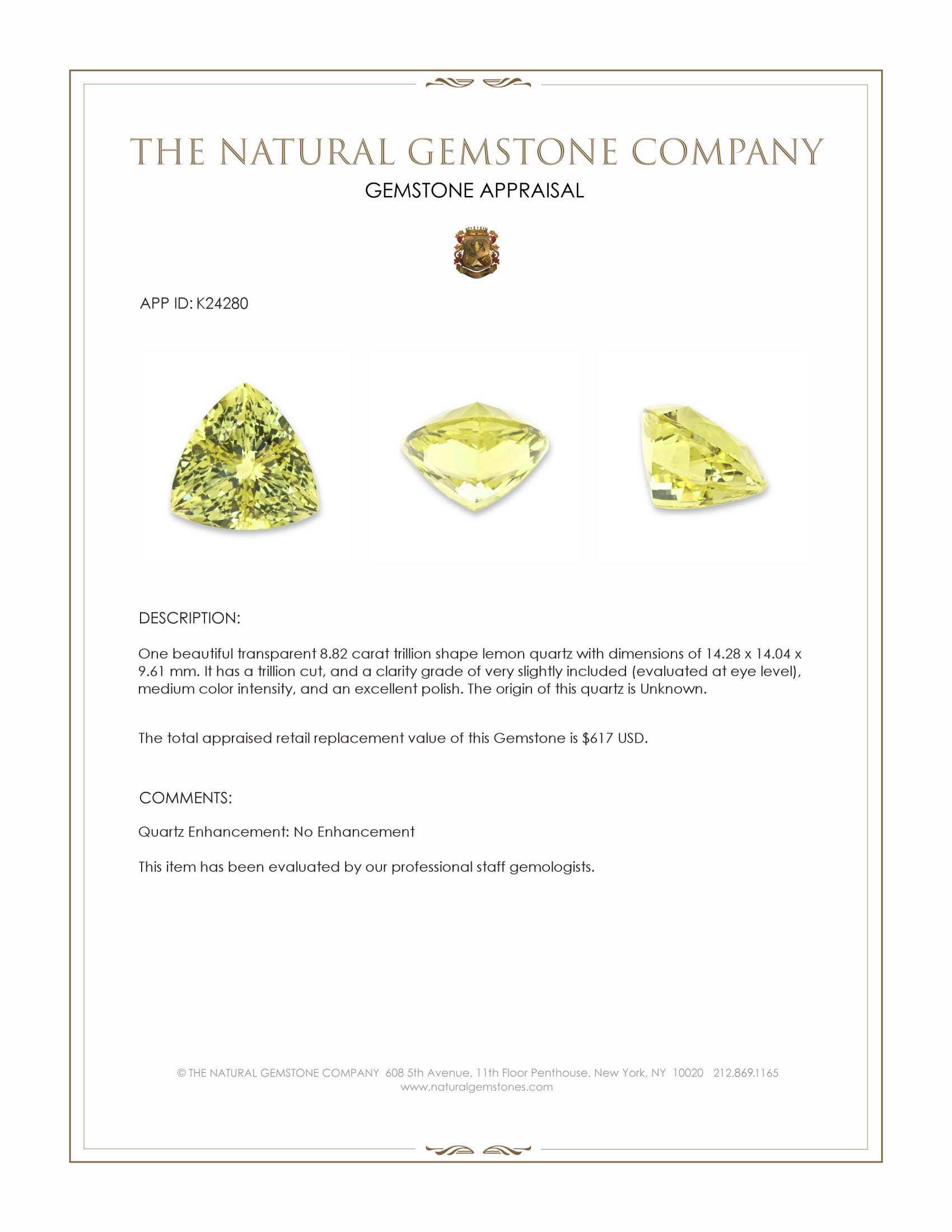 8.82 Ct. Lemon Quartz