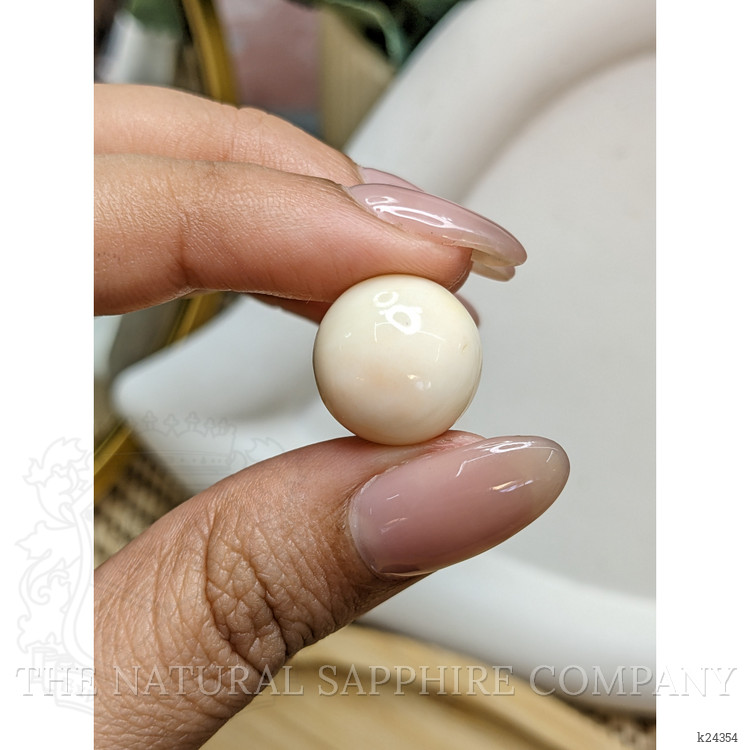 10.78 Ct. Salmon and White Cabochon Coral from Italy
