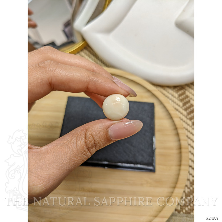 9.88 Ct. Salmon and White Cabochon Coral from Italy