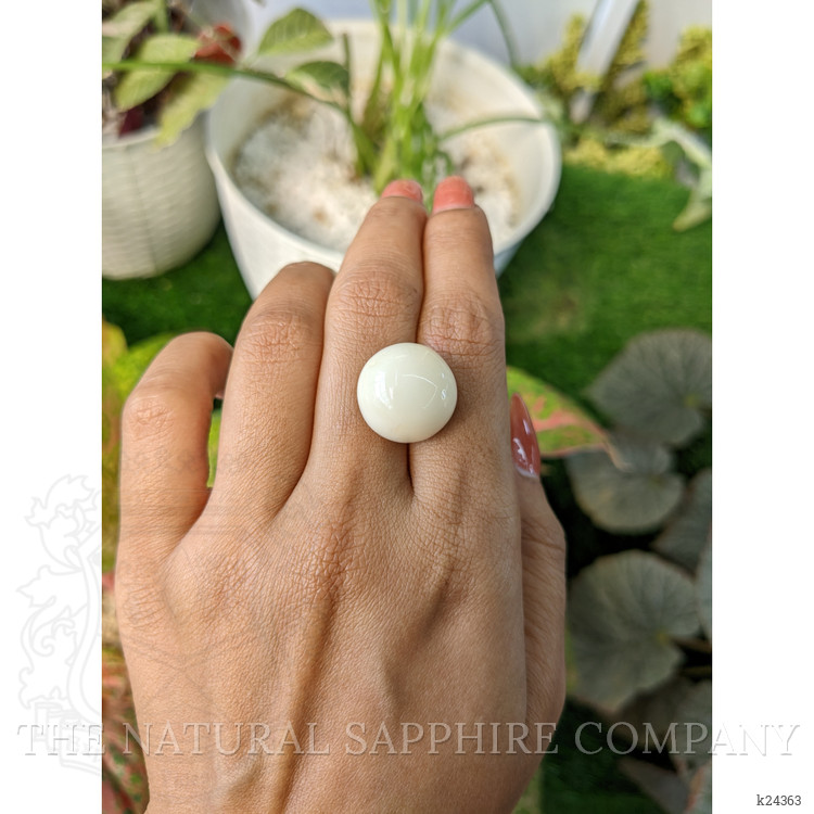 21.60 Ct. Salmon and White Cabochon Coral from Italy