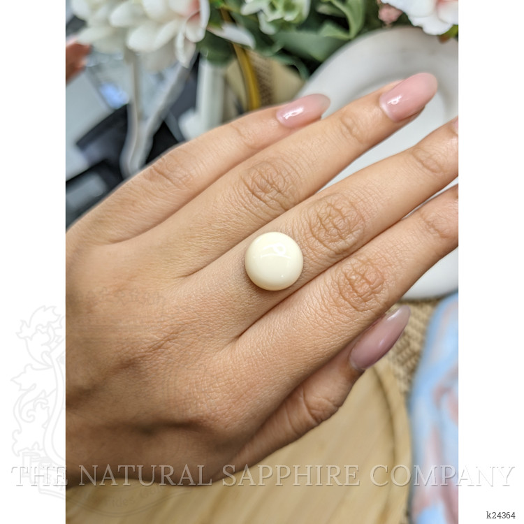 8.78 Ct. Salmon and White Cabochon Coral from Italy