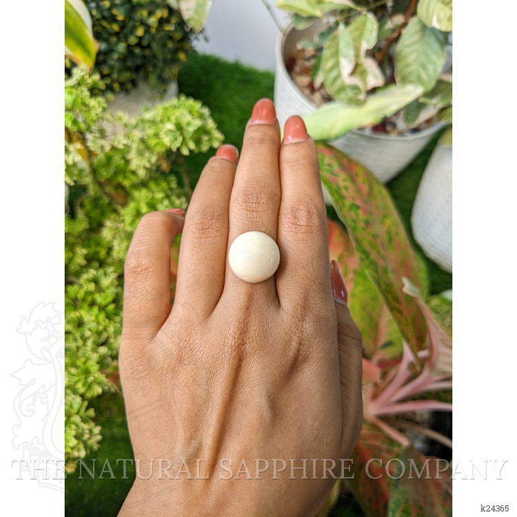 17.38 Ct. Salmon and White Cabochon Coral from Italy