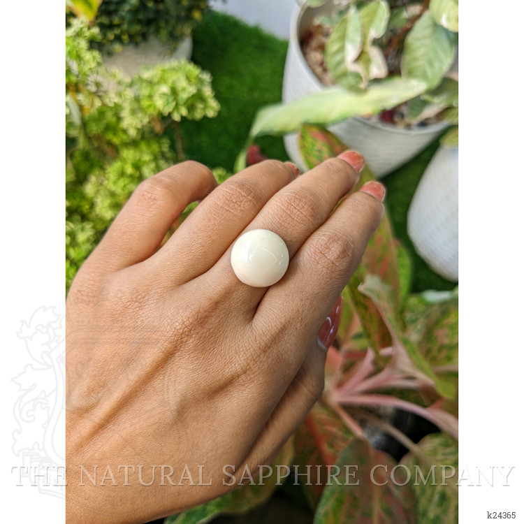 17.38 Ct. Salmon and White Cabochon Coral from Italy