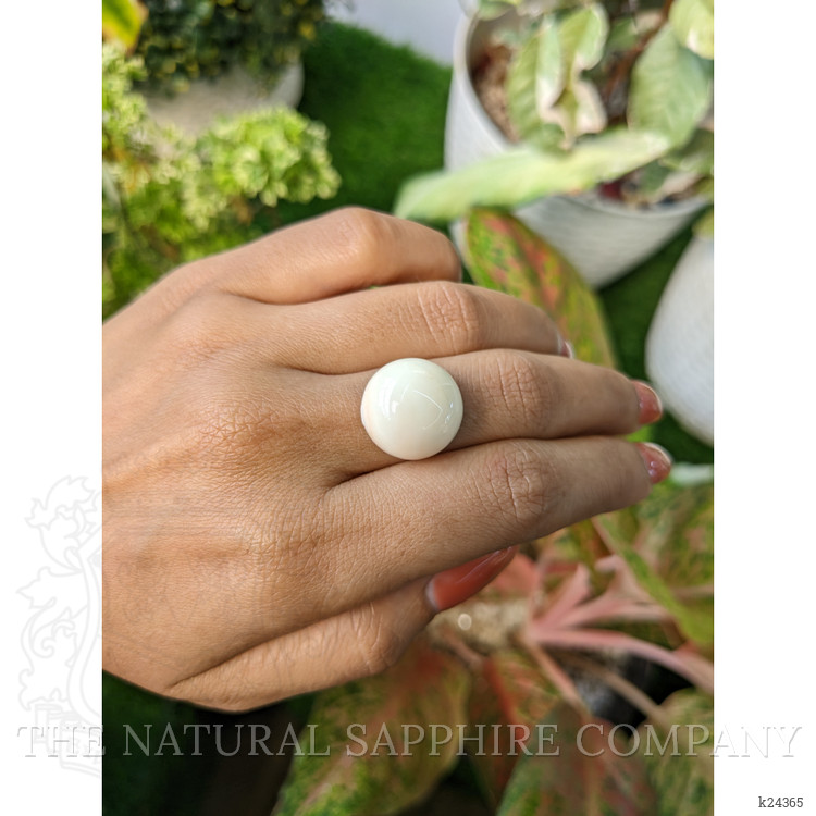 17.38 Ct. Salmon and White Cabochon Coral from Italy