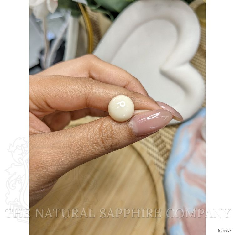 8.07 Ct. Salmon and White Cabochon Coral from Italy