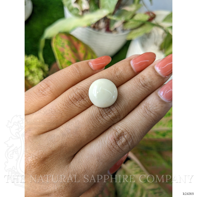 12.08 Ct. Salmon and White Cabochon Coral from Italy