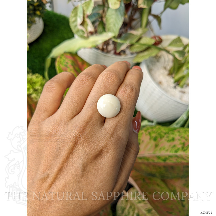 12.08 Ct. Salmon and White Cabochon Coral from Italy