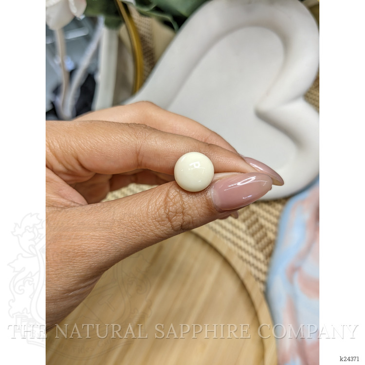 8.31 Ct. Salmon and White Cabochon Coral from Italy