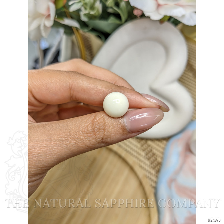 5.95 Ct. Salmon and White Cabochon Coral from Italy