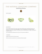 3.40 Ct. Yellowish Green Apatite from Ceylon (Sri Lanka) Appraisal