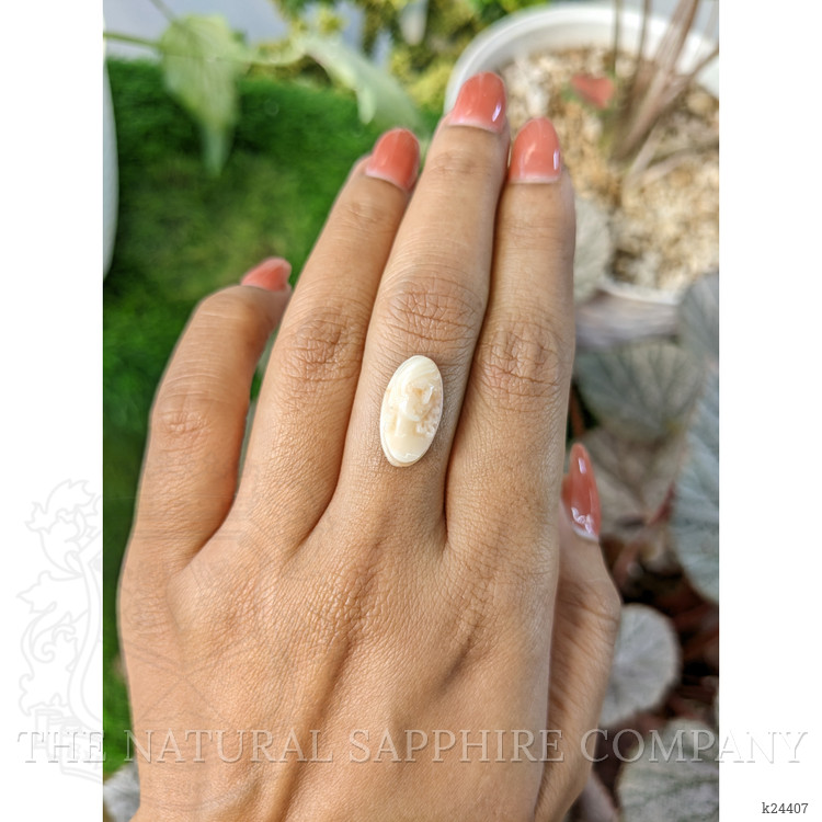 6.10 Ct. Salmon and White Coral from Italy