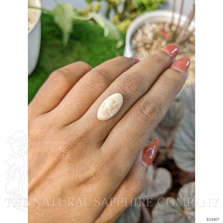 6.10 Ct. Salmon and White Coral from Italy