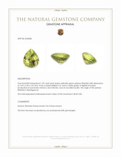 1.09 Ct. Yellowish Green Sphene (Titanite) from Madagascar Appraisal