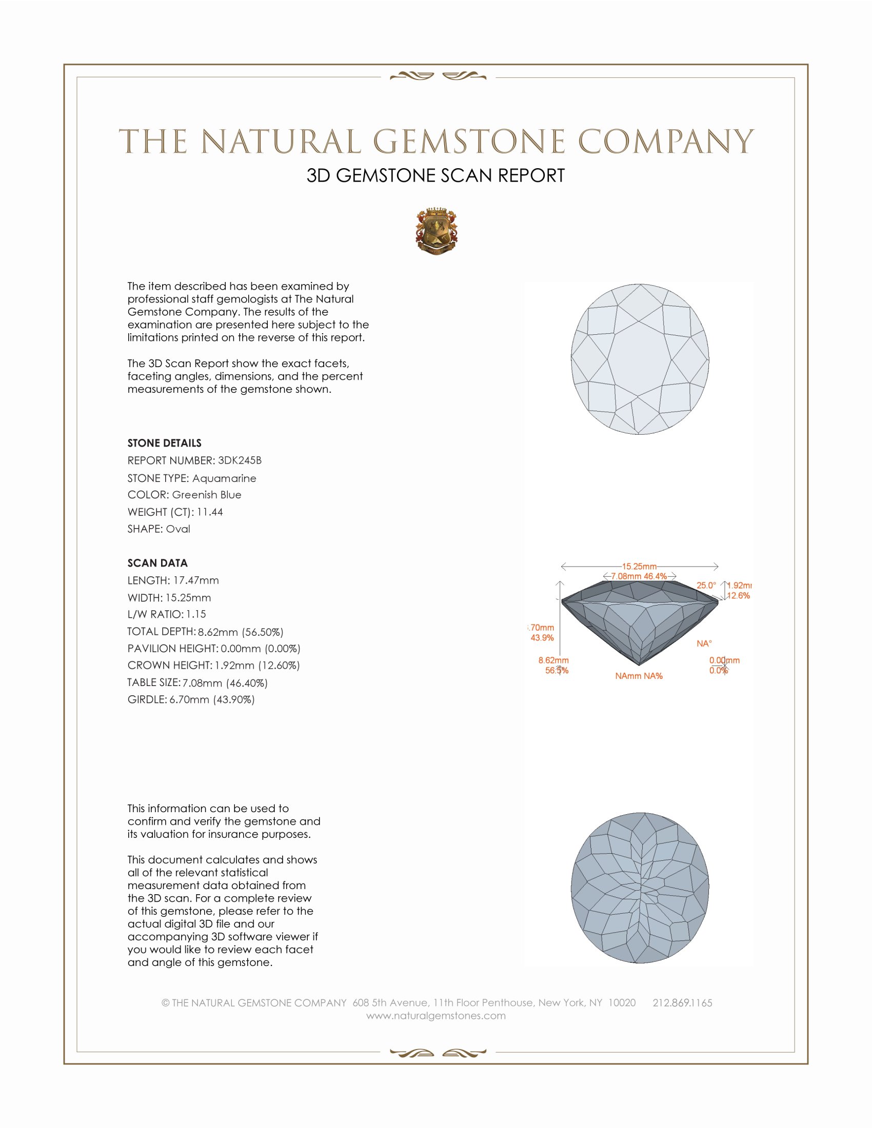 11.44 Ct. Aquamarine from Ceylon (Sri Lanka)