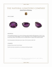 19.74 Ct. Purple Amethyst from Brazil Appraisal