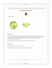 0.85 Ct. Yellowish Green Chrysoberyl from Ceylon (Sri Lanka) Appraisal