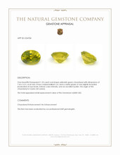 1.33 Ct. Yellowish Green Chrysoberyl from Ceylon (Sri Lanka) Appraisal