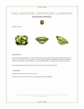 2.12 Ct. Green (Lime Green) Peridot from Pakistan Appraisal