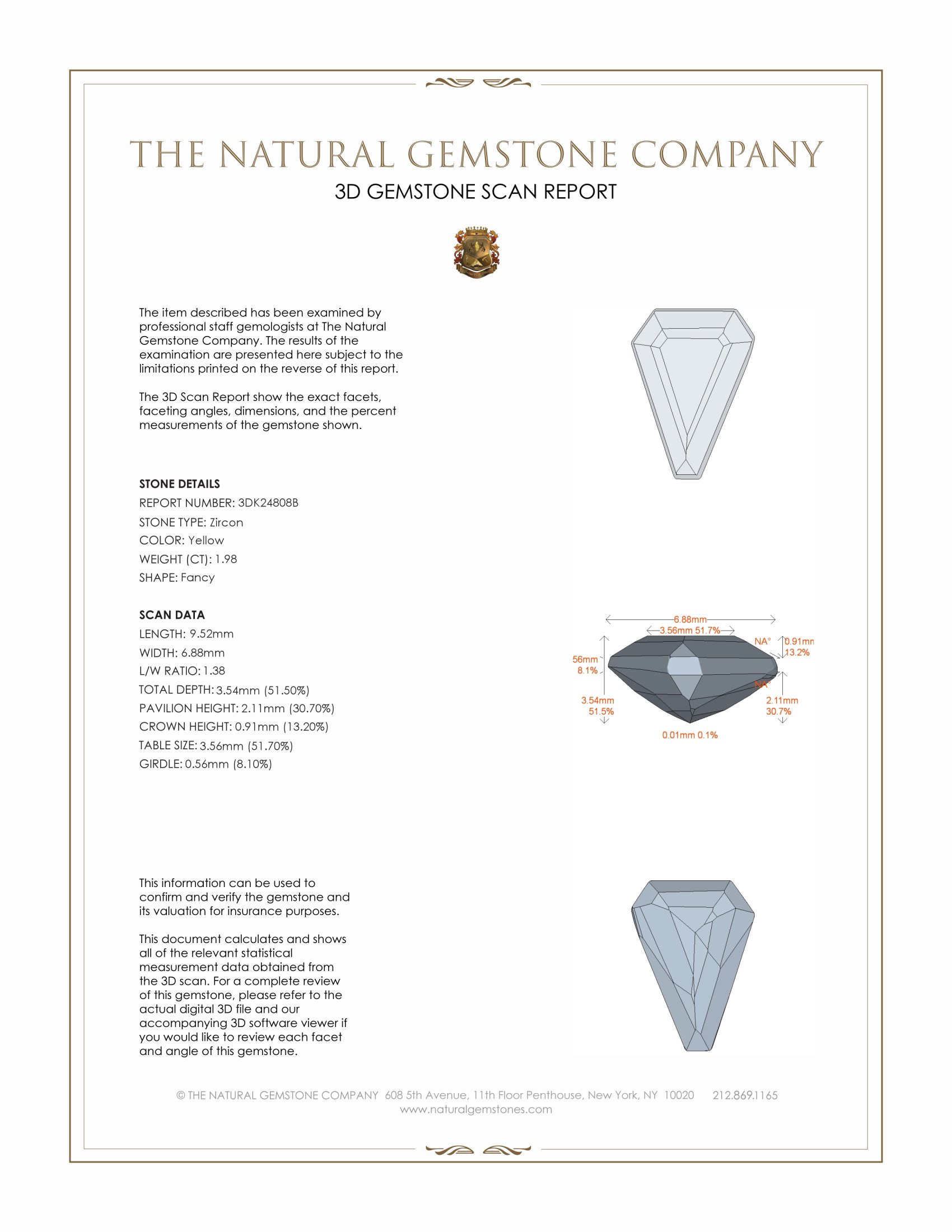 1.98 Ct. Yellow Zircon from Ceylon (Sri Lanka)