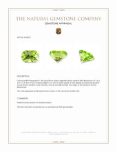 1.28 Ct. Yellowish Green Peridot from Burma (Myanmar) Appraisal