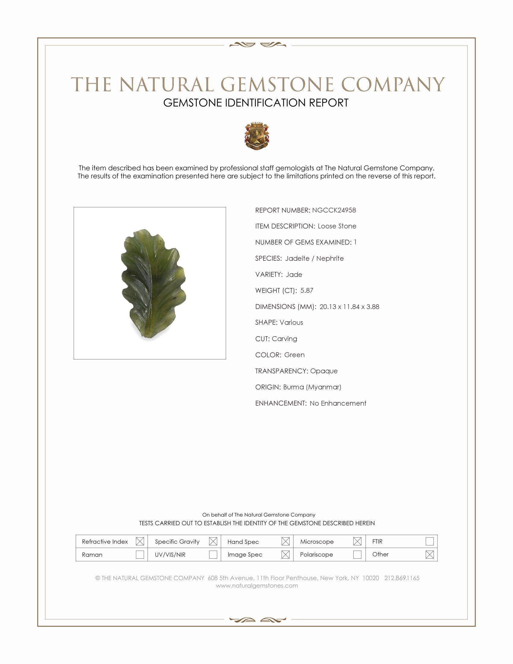 5.87 Ct. Green Jade from Burma (Myanmar)