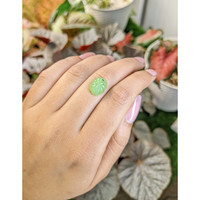 4.77 Ct. Yellowish Green Cabochon Jade from Burma (Myanmar) Life Style
