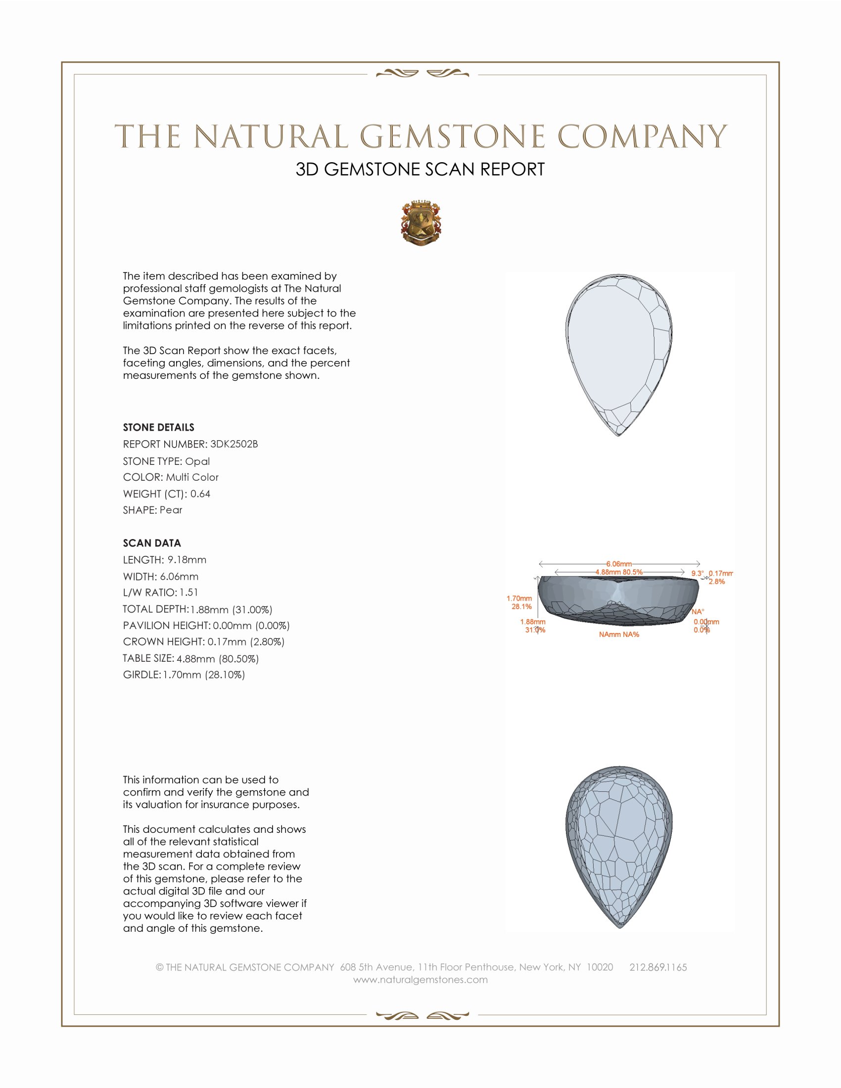 0.64 Ct. White Opal from Australia