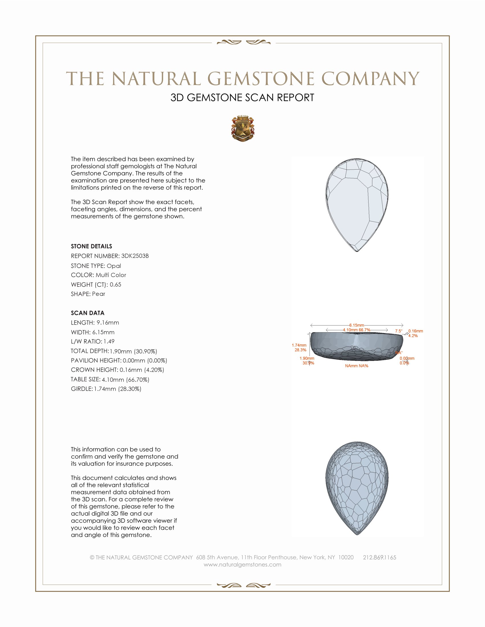 0.65 Ct. White Opal from Australia