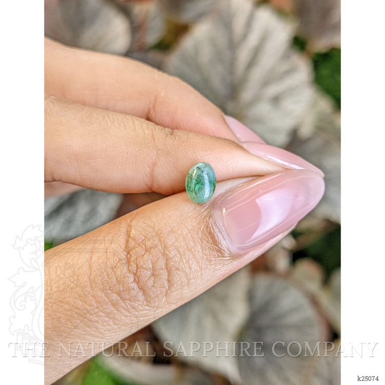 0.76 Ct. Bluish Green Cabochon Jade from Burma (Myanmar)