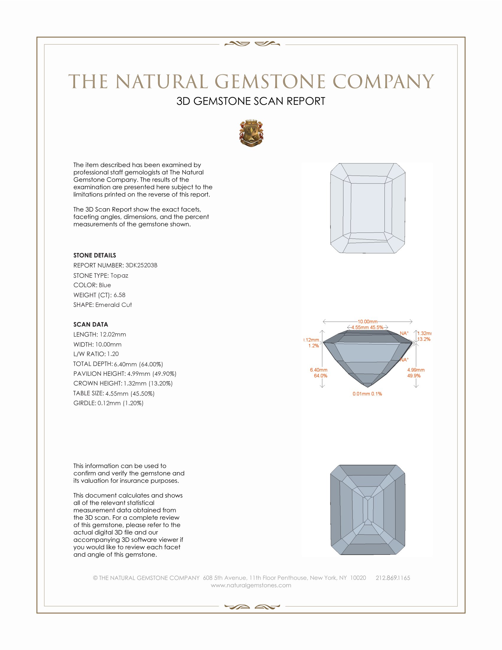 6.58 Ct. Blue Topaz from Brazil