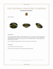31.73 Ct. Yellowish Green Zircon from Brazil Appraisal