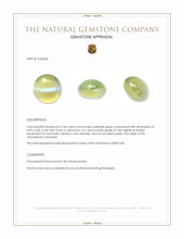 2.06 Ct. Yellowish Green Cabochon Chrysoberyl from Tanzania Appraisal
