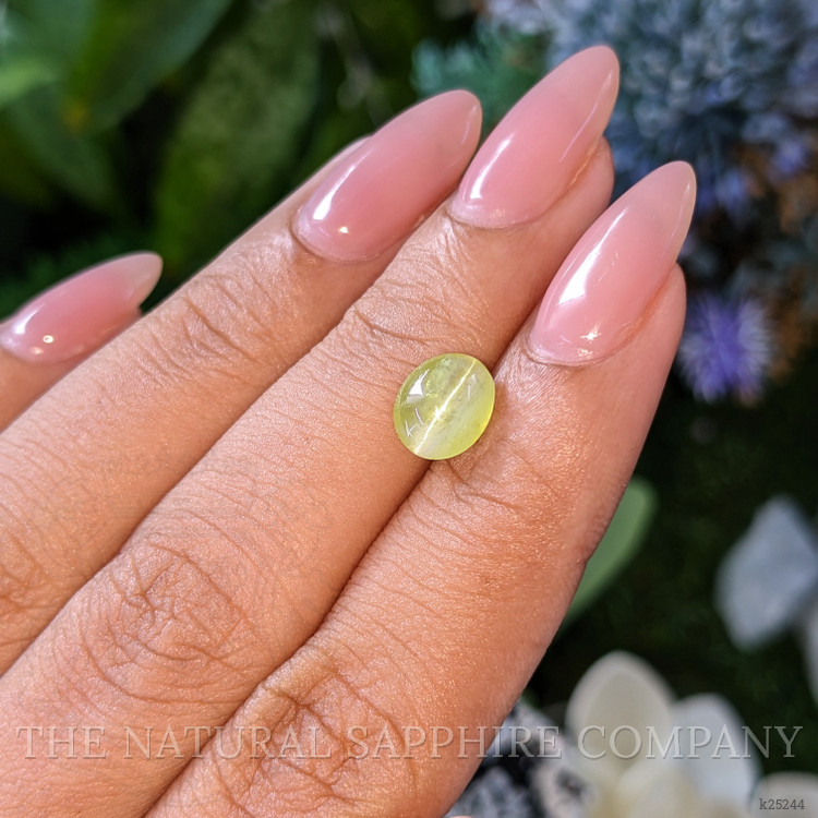 1.88 Ct. Yellowish Green Cabochon Chrysoberyl from Tanzania