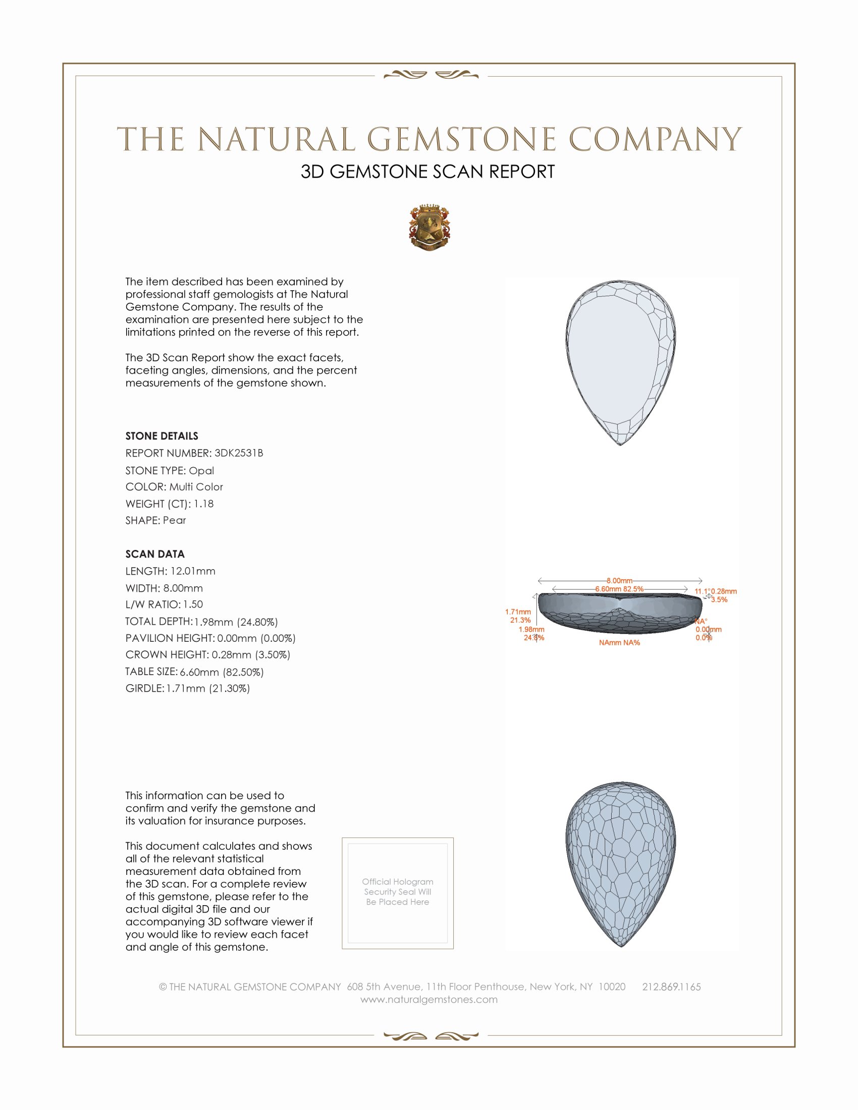 1.18 Ct. White Opal from Australia