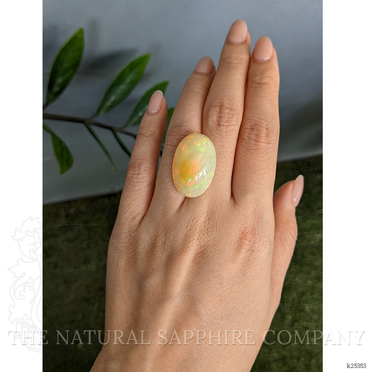 21.80 Ct. Multi Color Cabochon White Opal from Ethiopia