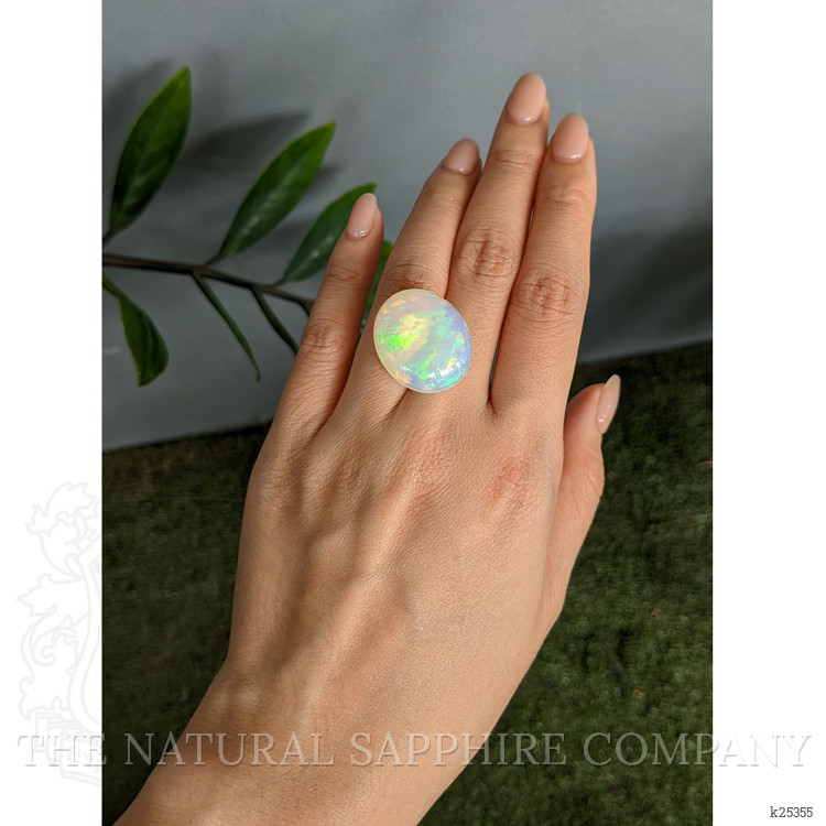 24.81 Ct. Multi Color Cabochon White Opal from Ethiopia