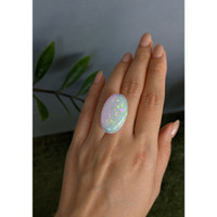25.85 Ct. Multi Color Cabochon White Opal from Ethiopia Life Style
