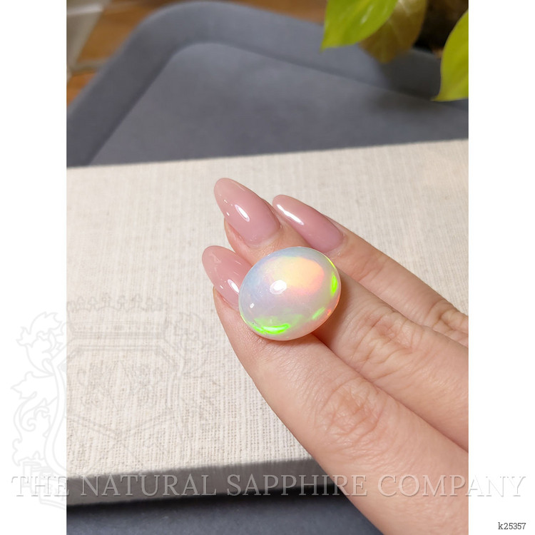 22.32 Ct. Multi Color Cabochon White Opal from Ethiopia