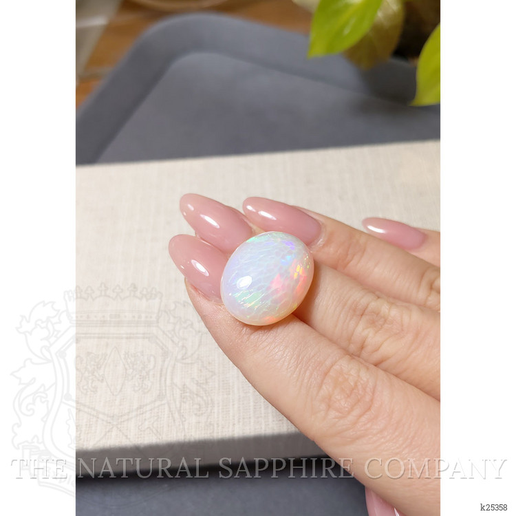 18.61 Ct. Multi Color Cabochon White Opal from Ethiopia
