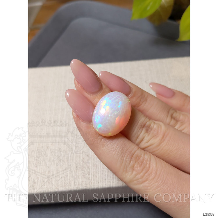 18.61 Ct. Multi Color Cabochon White Opal from Ethiopia