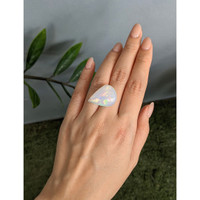 20.95 Ct. Multi Color Cabochon White Opal from Ethiopia Life Style