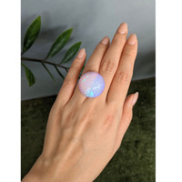 30.00 Ct. Multi Color Cabochon White Opal from Ethiopia Life Style