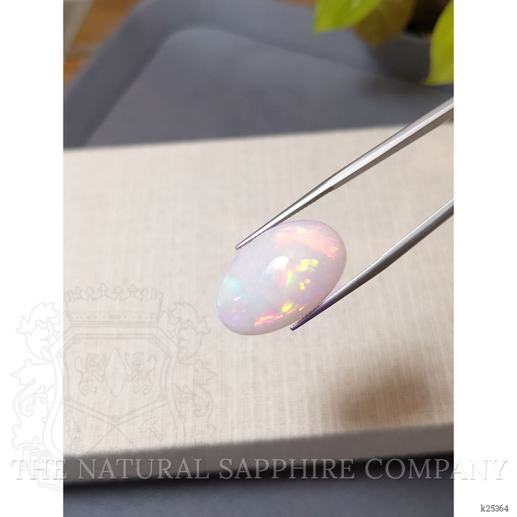 16.69 Ct. Multi Color Cabochon White Opal from Ethiopia