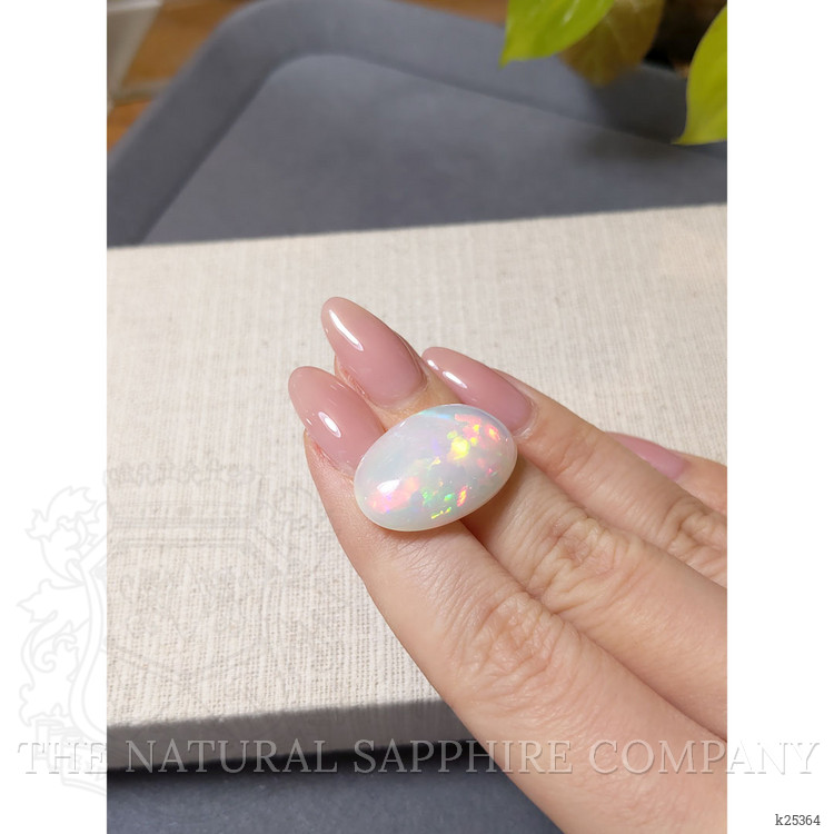 16.69 Ct. Multi Color Cabochon White Opal from Ethiopia