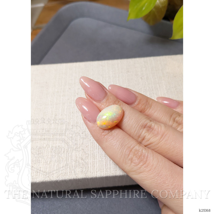 7.02 Ct. Multi Color Cabochon White Opal from Ethiopia