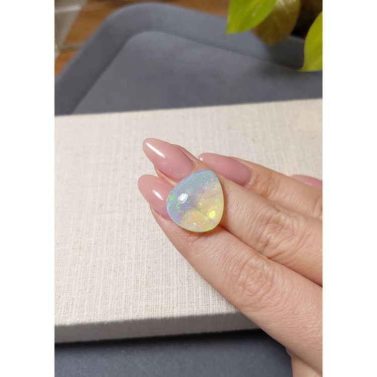 17.68 Ct. Multi Color Cabochon White Opal from Ethiopia