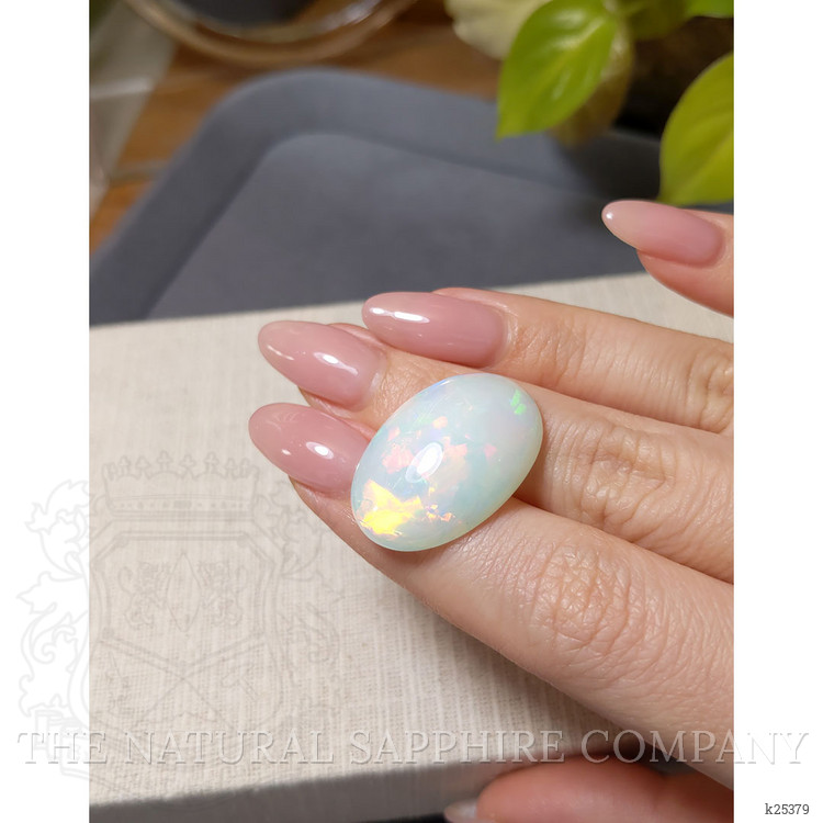 20.97 Ct. Multi Color Cabochon White Opal from Ethiopia