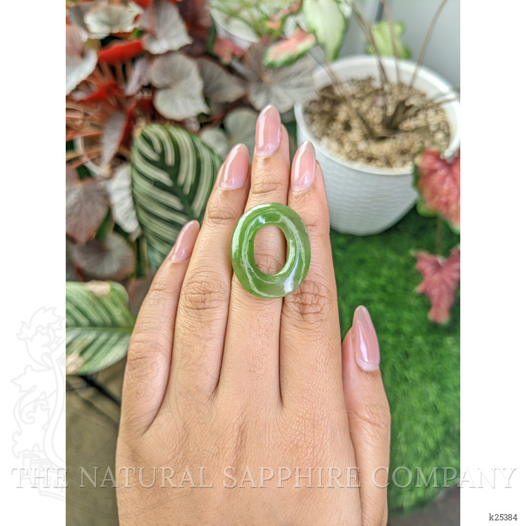 21.05 Ct. Green Cabochon Jade from Burma (Myanmar)