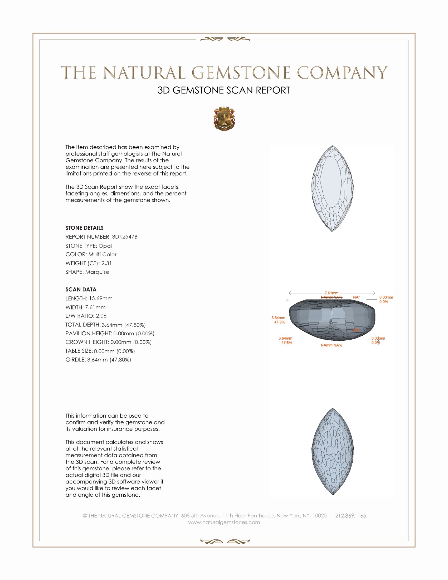 2.31 Ct. White Opal from Australia